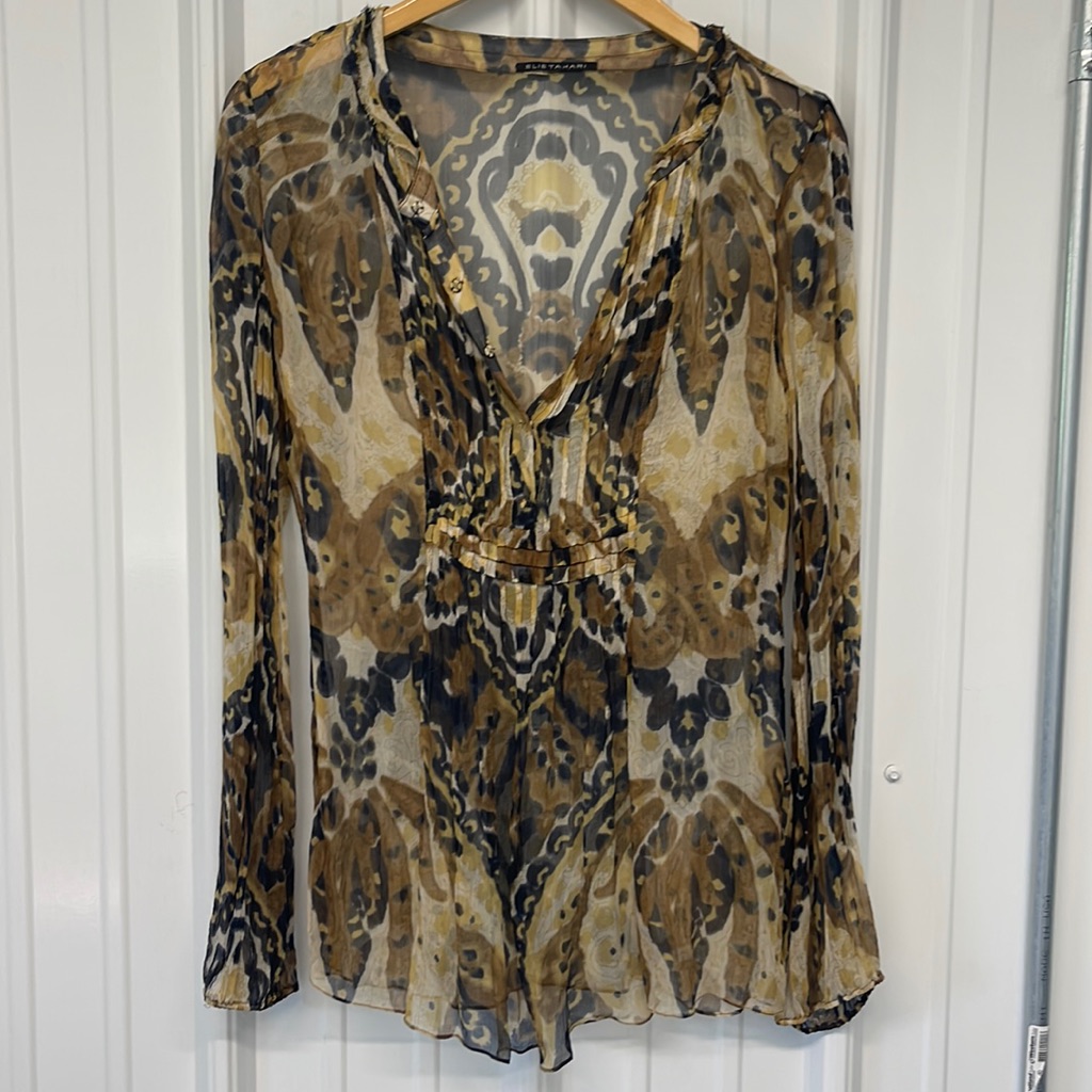 Elie Tahari Womens Blouse Silk Guc Dry Clean